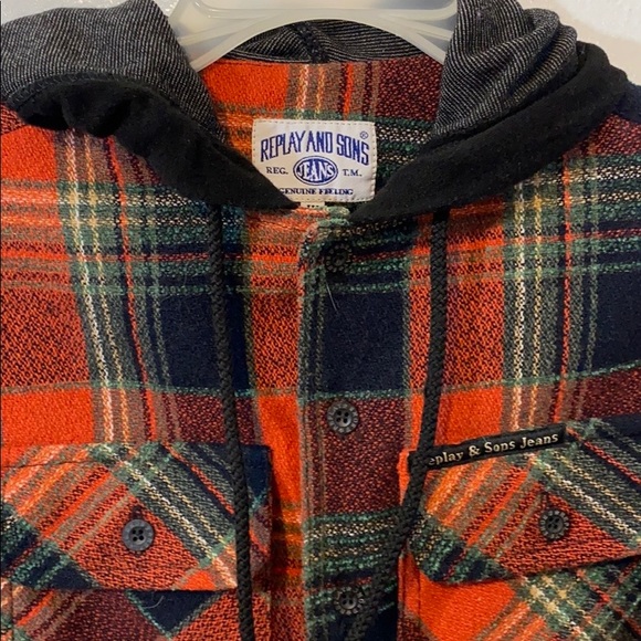 Replay and Sons Boys Jeans Hooded Plaid Jacket - Picture 2 of 7